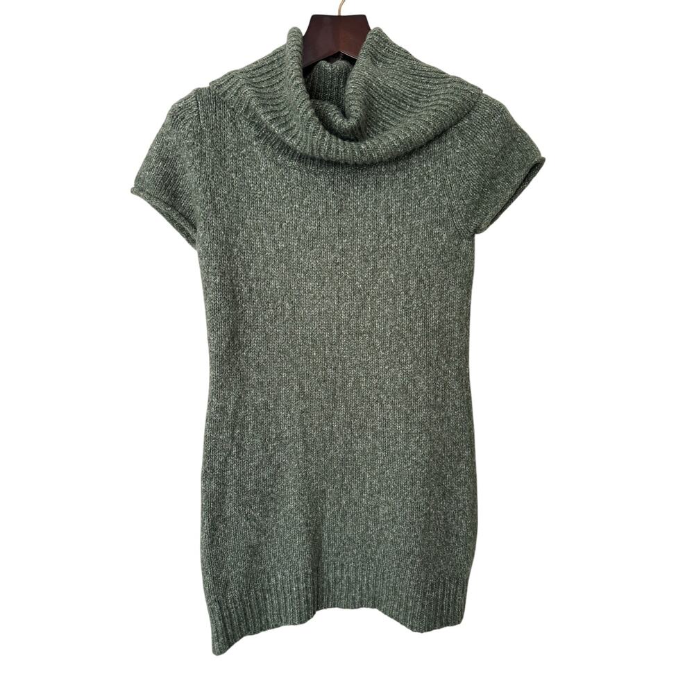 In Stitches Green Short Sleeve Wool Blend Cowl Neck Sweater Dress Size Large